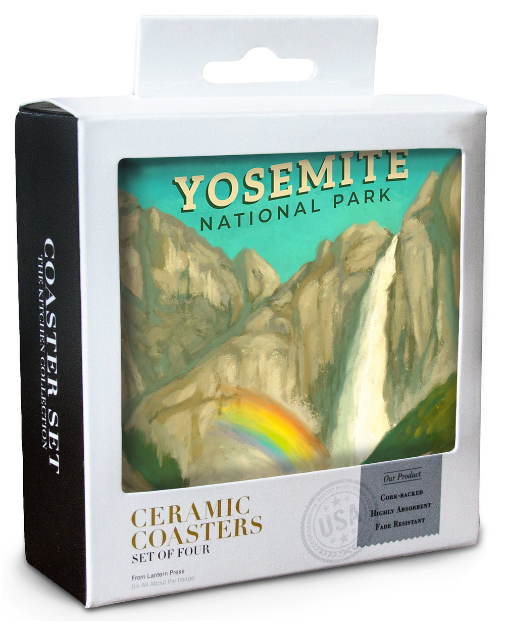 Yosemite National Park, California, Yosemite Falls, Oil Painting, Lantern Press Artwork, Coaster Set Coasters Lantern Press 