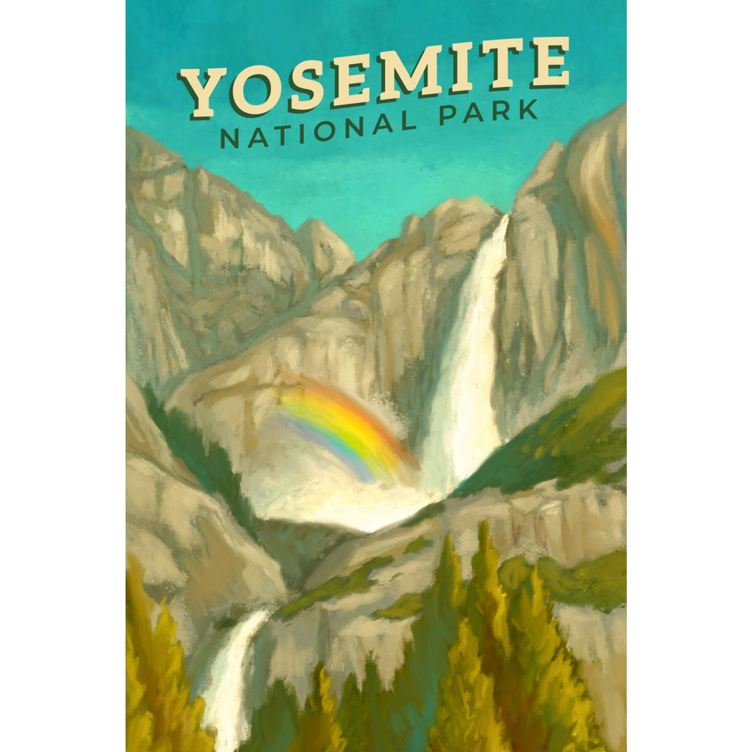 Yosemite National Park, California, Yosemite Falls, Oil Painting, Lantern Press Artwork, Towels and Aprons Kitchen Lantern Press 