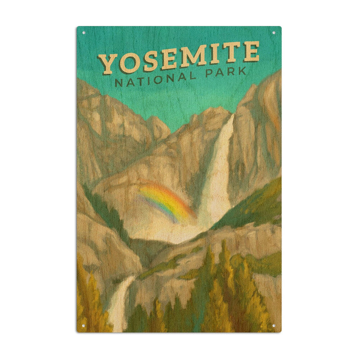Yosemite National Park, California, Yosemite Falls, Oil Painting, Lantern Press Artwork, Wood Signs and Postcards Wood Lantern Press 10 x 15 Wood Sign 
