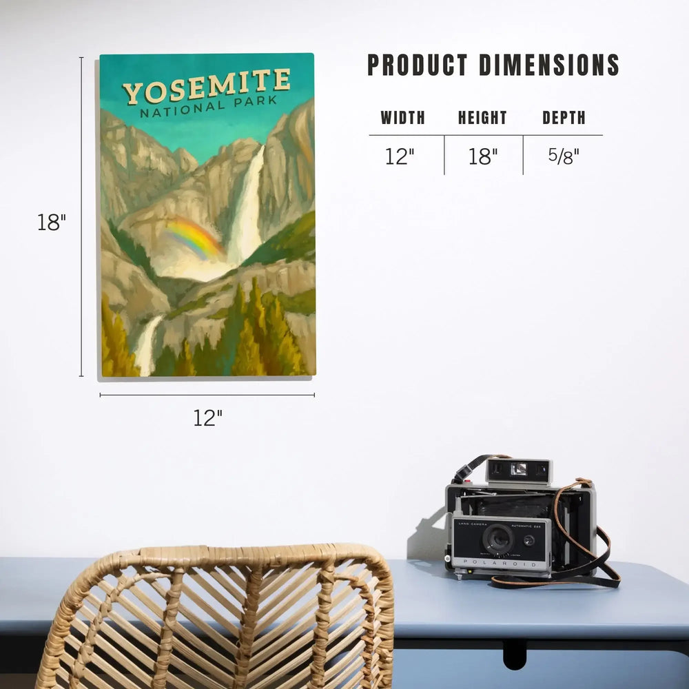 Yosemite National Park, California, Yosemite Falls, Oil Painting, Lantern Press Artwork, Wood Signs and Postcards Wood Lantern Press 