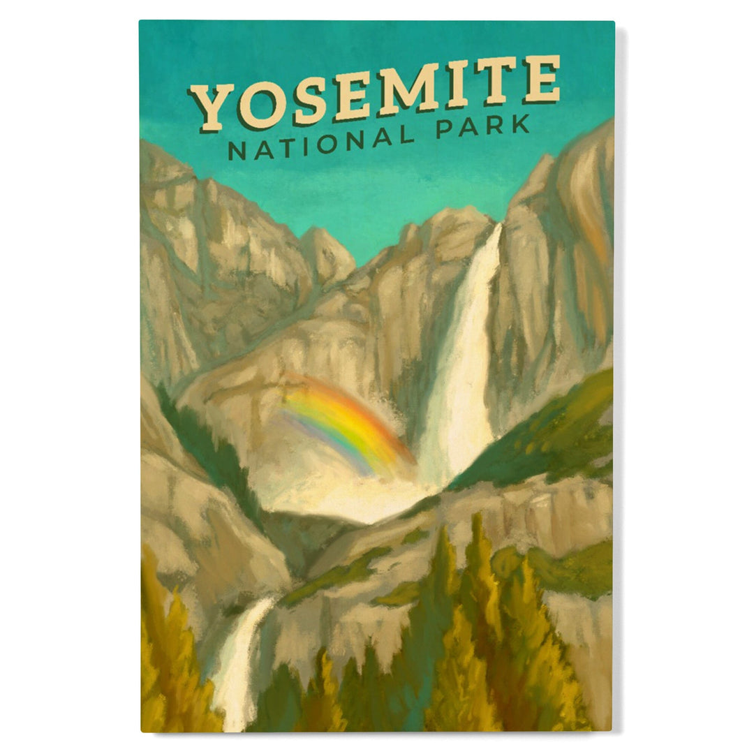 Yosemite National Park, California, Yosemite Falls, Oil Painting, Lantern Press Artwork, Wood Signs and Postcards Wood Lantern Press 