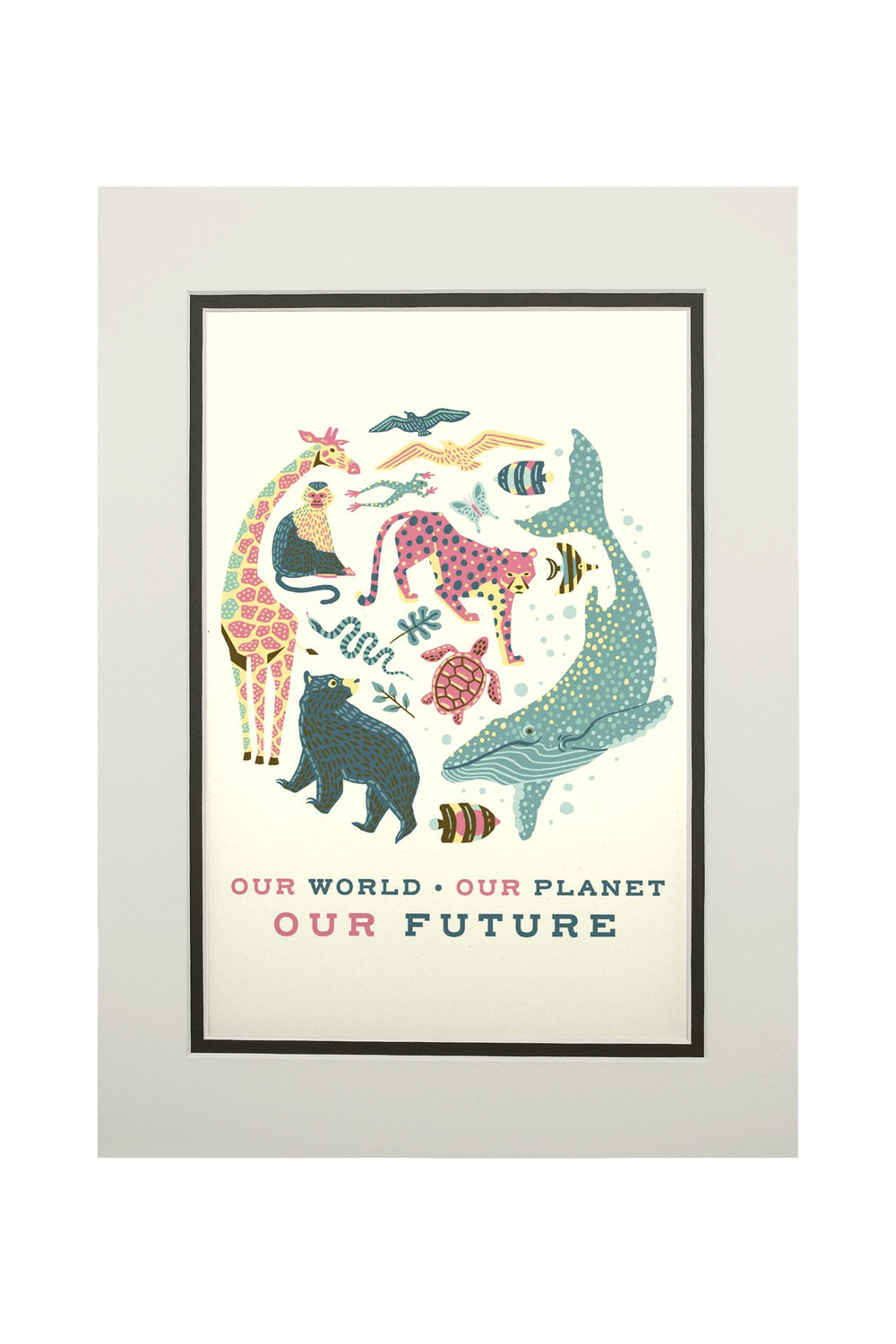 Young Conservationist Collection, Animal Montage, Our World, Our Future, Our Planet, Art Prints and Metal Signs Art Lantern Press 11 x 14 Matted Art Print 