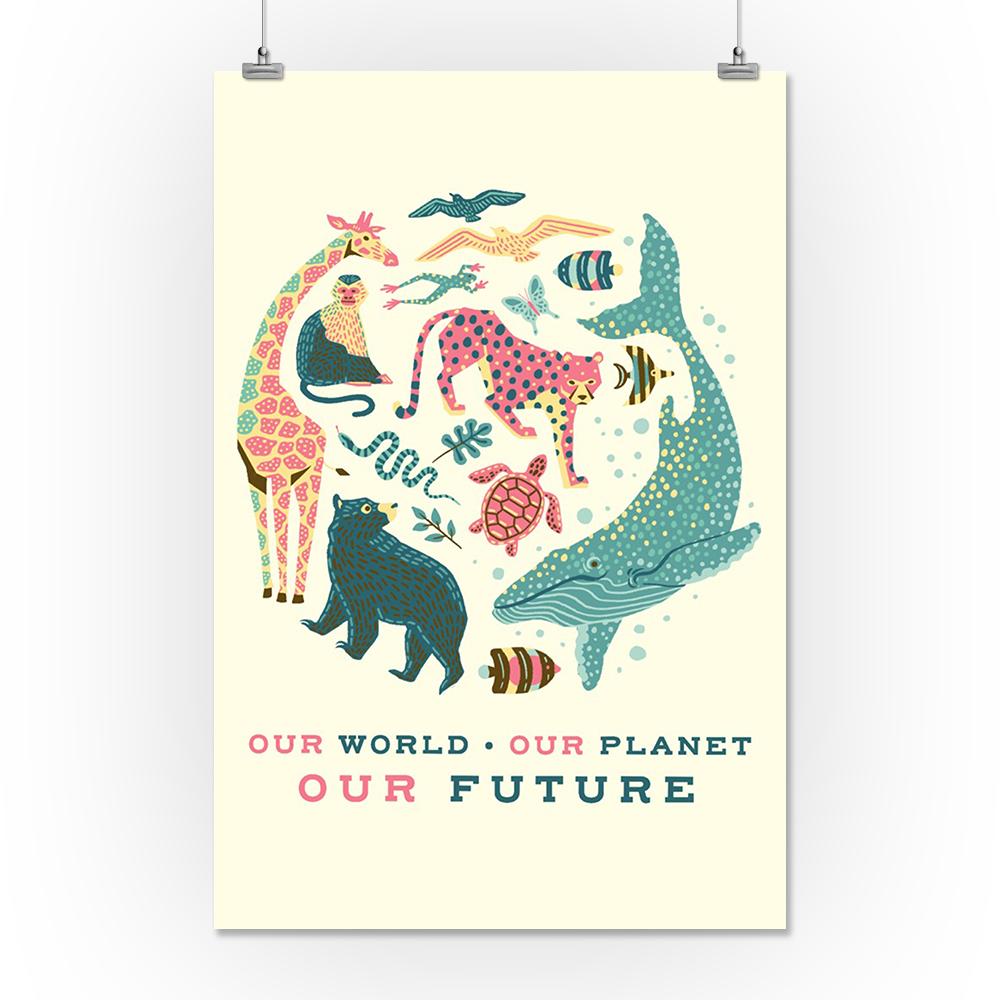 Young Conservationist Collection, Animal Montage, Our World, Our Future, Our Planet, Art Prints and Metal Signs Art Lantern Press 16 x 24 Giclee Print 