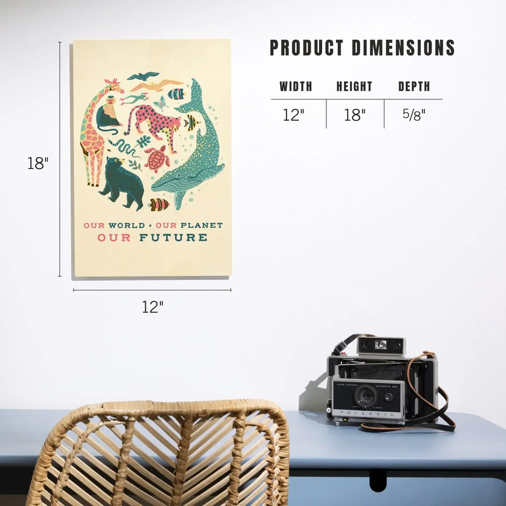 Young Conservationist Collection, Animal Montage, Our World, Our Future, Our Planet, Wood Signs and Postcards Wood Lantern Press 