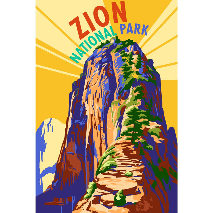 Zion National Park, Angel's Landing Psychedelic, Lantern Press Artwork, Stretched Canvas Canvas Lantern Press 