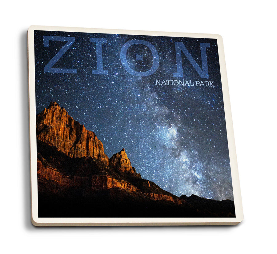 Zion National Park, Utah, Milkyway, Lantern Press Photography, Coaster Set Coasters Lantern Press 
