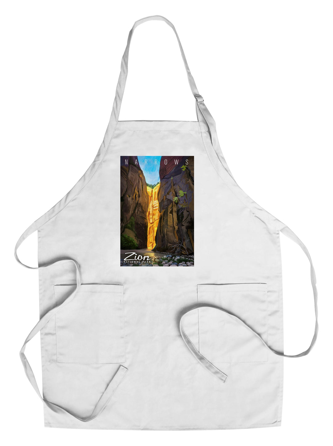 Zion National Park, Utah, Narrows, Namedrop, Oil Painting, Lantern Press Artwork, Towels and Aprons Kitchen Lantern Press Chef's Apron 