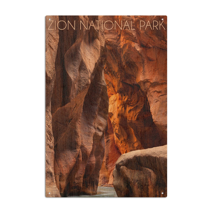 Zion National Park, Utah, Slot Canyon, Lantern Press Photography, Wood Signs and Postcards Wood Lantern Press 10 x 15 Wood Sign 