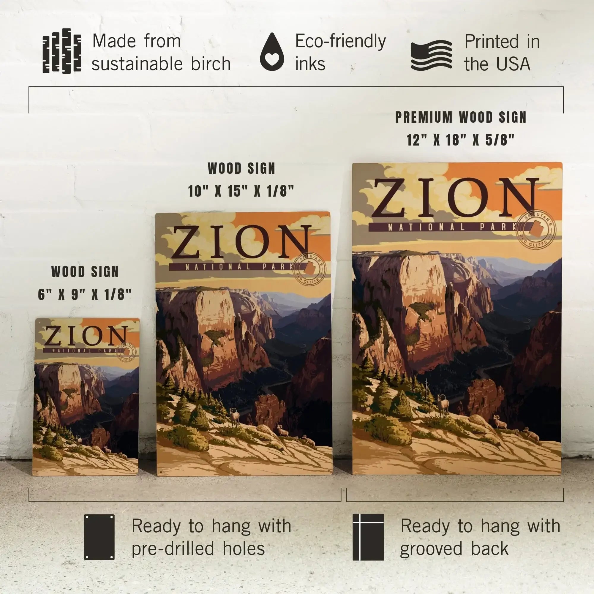 Zion National Park, Zion Canyon Sunset, Typography, Lantern Press Artw